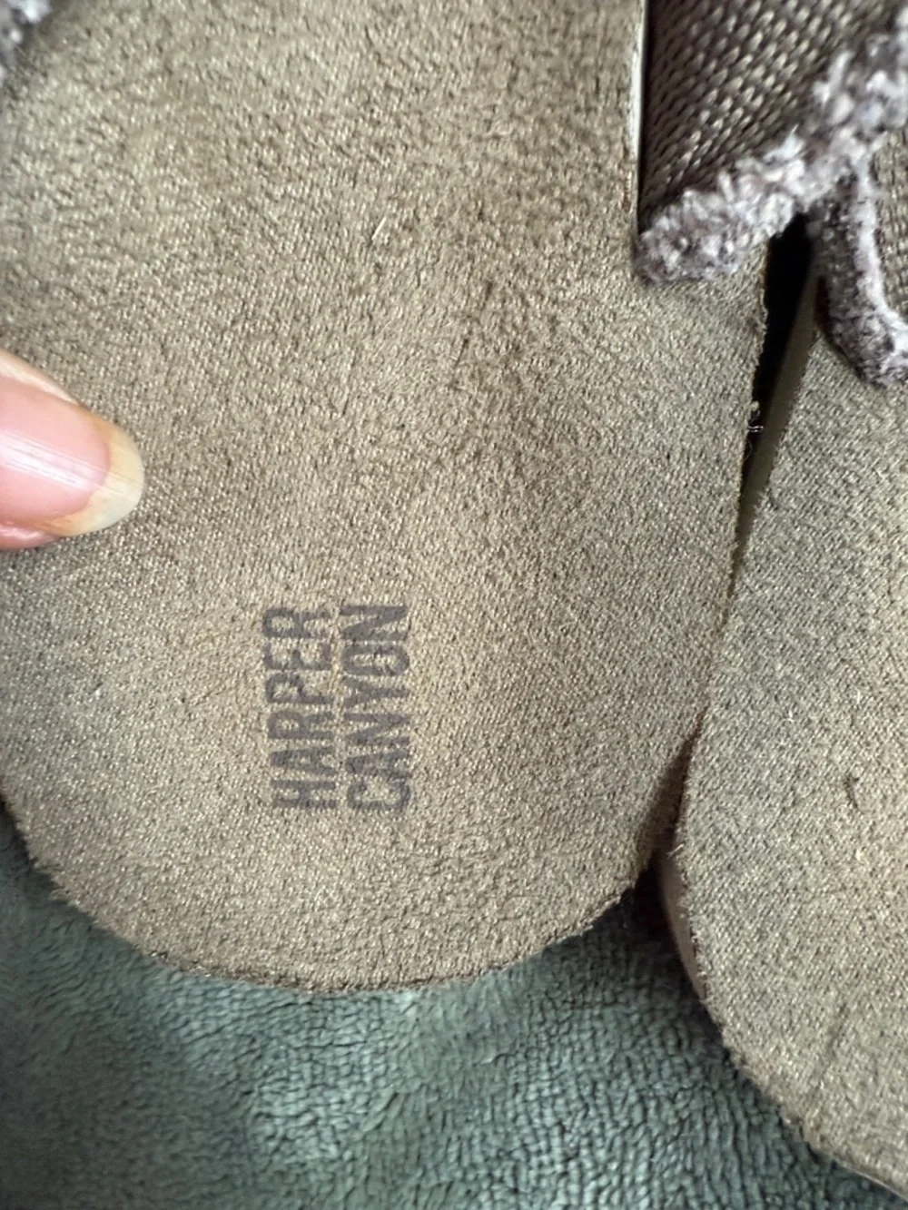 Harper Canyon Taupe/Brown Frayed-Edge Flip Flops